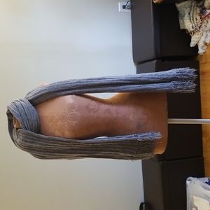 Long silver knitted scarf